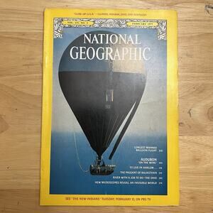 Vintage National Geographic Magazine February 1977 Balloon Flight Audubon Ohio